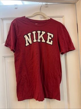 Nike Men's Burgundy Short Sleeve Tee with White Logo
